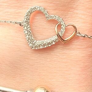 Swarovski Two-Tone Heart Bracelet with Clear Crystals